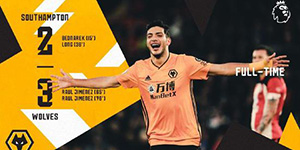 英超23分钟3球狼队3-2逆转了南安普顿 狼队23分钟内连进3球