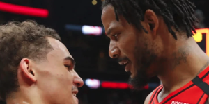 被撞飞五米！阿里扎将特雷-杨撞飞