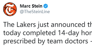 湖人全队已隔离14天 暂未出现新增病例