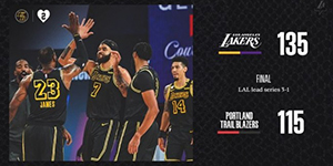 开拓者球员利拉德伤退 湖人大胜开拓者