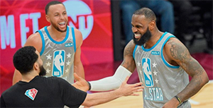 2022NBA全明星正赛2月21日杜兰特队vs勒布朗队比赛战报 库里50分16记三分