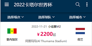 2022卡塔尔世界杯门票价格