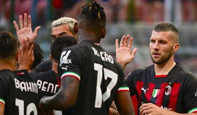 意甲第1轮：AC米兰4-2乌迪内斯 雷比奇双响，迪亚斯破门