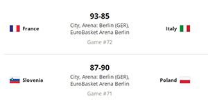 2022男篮欧锦赛半决赛赛程