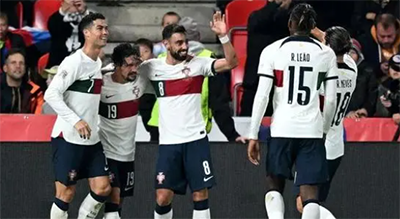 欧国联A级小组赛：捷克0-4葡萄牙 C罗送点又助攻