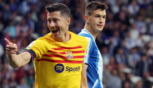 西甲第34轮：西班牙人2-4巴塞罗那 莱万梅开二度